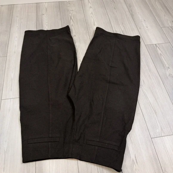 Lot Of 2 L'Eicnecra Casual Women's 36x23 Wool Cropped Pants Wide Leg Brown Gray